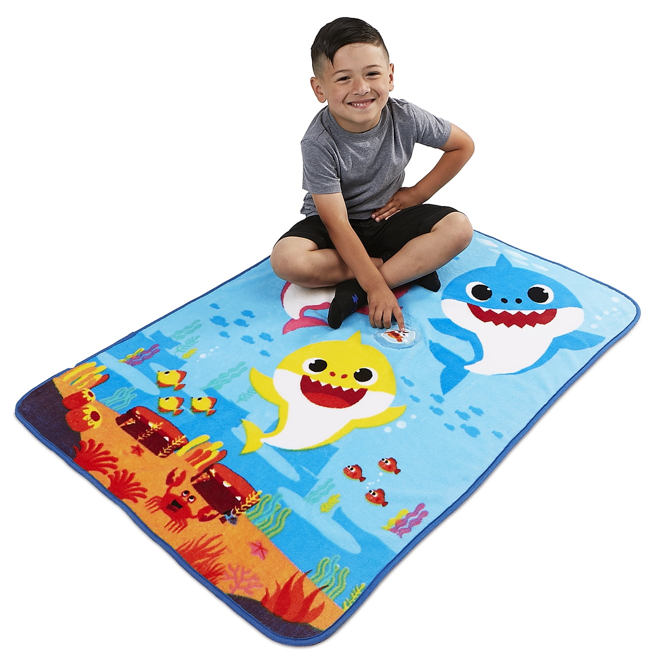 Baby Shark Soft Coral Plush Musical Toddler Blanket for Boys and Girls