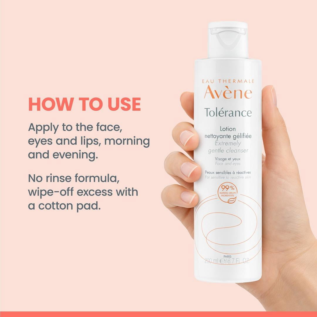 Avene Tolerance Extremely Gentle Cleanser - No-Rinse Cleansing Gel for Face - Soothes and Calms Skin, 6.7 fl oz