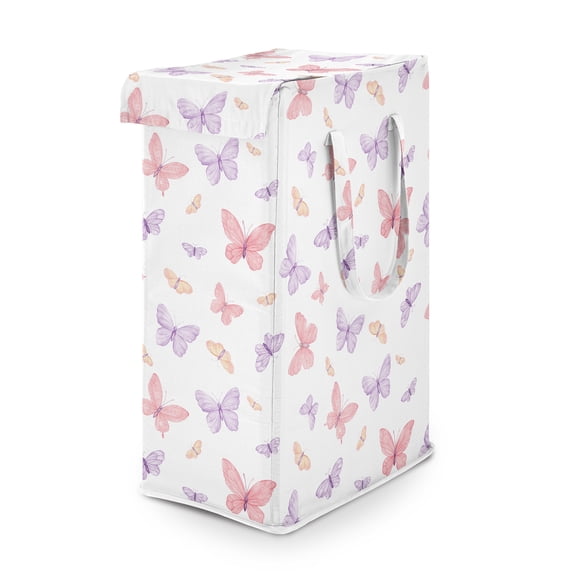 Sweet Jojo Designs Butterfly Girl Foldable Laundry Hamper with Handles