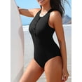 thumbnail image 3 of Sociala High Cut One Piece Monikini Swimsuit for Womens Ribbed Bath Suit Button Down Swimwear, 3 of 7