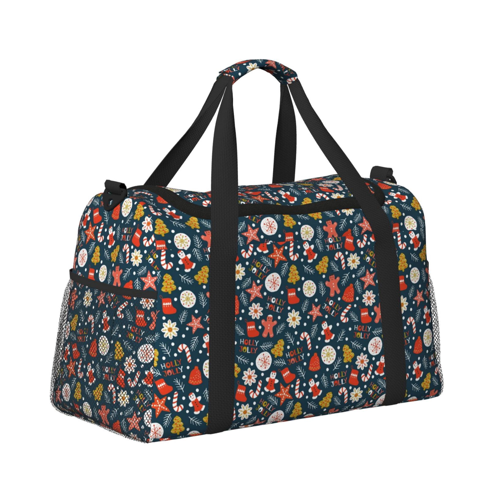Fuzoiu Holiday Christmas Cookies Print Travel Duffle Bag,Carry On Tote Bags,Duffel Bag,Sport Gym Bag, Hospital Bag for Labor and Delivery, Overnight Bag,Luggage Bag