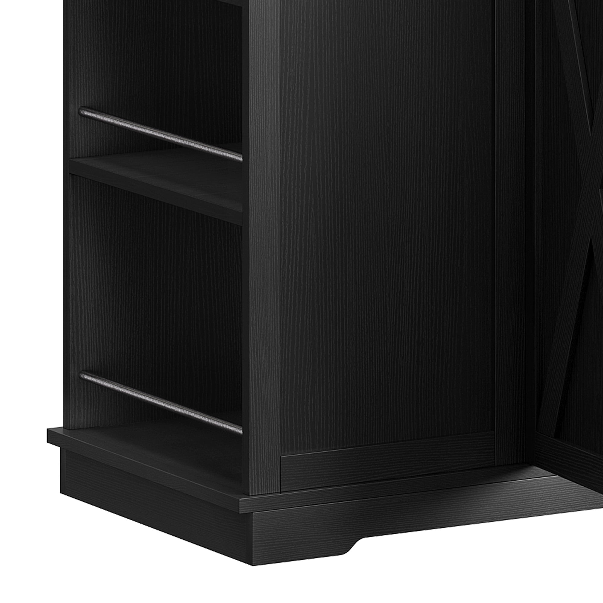 Craftian Kitchen Island with Drop Leaf & Trash Storage, Kitchen Island Table with Stools, Black