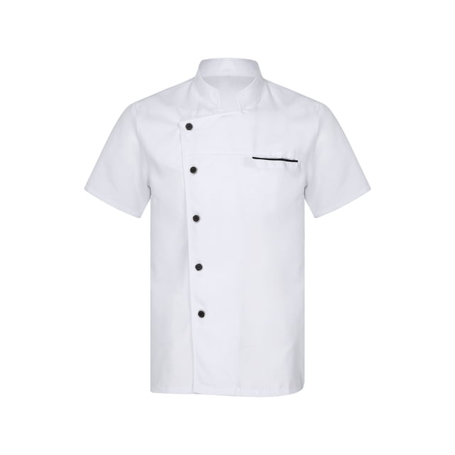 zdhoor Men's Short Sleeve Chef Jacket Classic Chef Coat Chef Shirt Kitchen Restaurant Hotel Work White 3XL