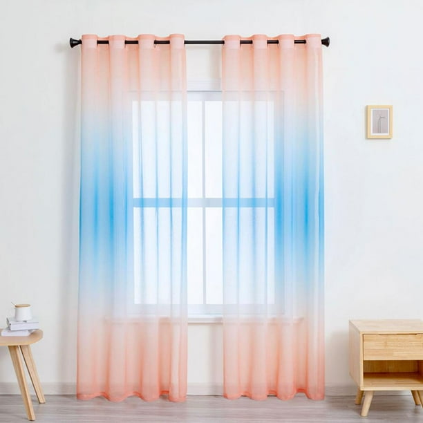 Orange Curtains For Bedroom Decor Grommet Sheer D Short Decorative Beach Kitchen Window Decorations Kids Room Ombre Tangerine Aqua Teal Blue Turquoise Green Com Orange Curtains For Bedroom Decor, Aqua And Orange Curtains