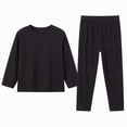 thumbnail image 5 of masbird Toddler Girls Boys Pajamas Cotton Kids 2 Piece Solid Color Pjs Sleepwear Clothes Sets Fall Winter 6-12 Months 12-24 Months 2t 3t 4t 5t 6t 7t 8t 9t Children(Black,3-4 Y), 5 of 7