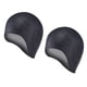 thumbnail image 1 of Gorro de natación unisex para cabello corto y largo, gorros de natación de silicona, cubre orejas, gorros de natación para mujeres, hombres, niños y adultos, negro, 1 of 5