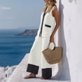 thumbnail image 5 of Miluxas Business Casual Linen Outfits for Women Vest Tops Pant Suits Dressy 2 Piece Sets Summer Crop Blazer Wide Leg Work Pants White M(M), 5 of 9