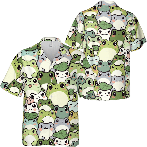 Lotusprinthandmade Frog Short-sleeve Hawaiian Shirt S-5XL (S)