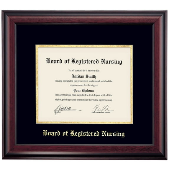 OCM Diploma Frame for Board of Registered NursingDocuments, 16" x 18" Frame, Black/Gold Mat