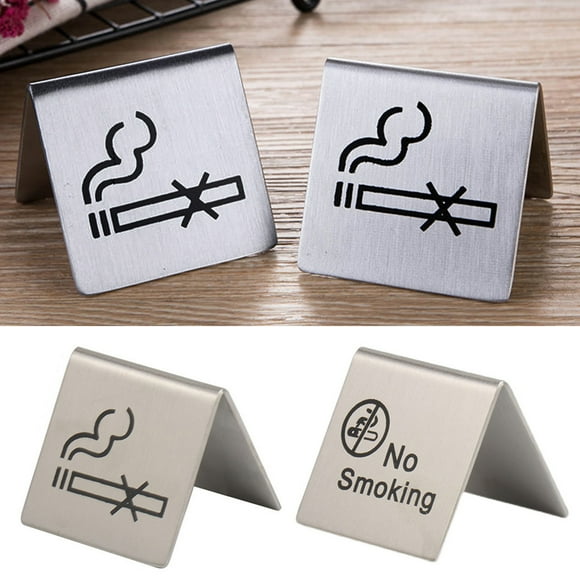 No Smoking Sign Stainless Steel Double Sides Noticeable Clear Printed Stable Non-Smoking Warning Sign for Restaurant