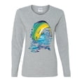 thumbnail image 2 of Mahi-Mahi Fish Catching Small Fish Animal Lover Womens Graphic Long Sleeve T-Shirt, Heather Grey, Large, 2 of 3
