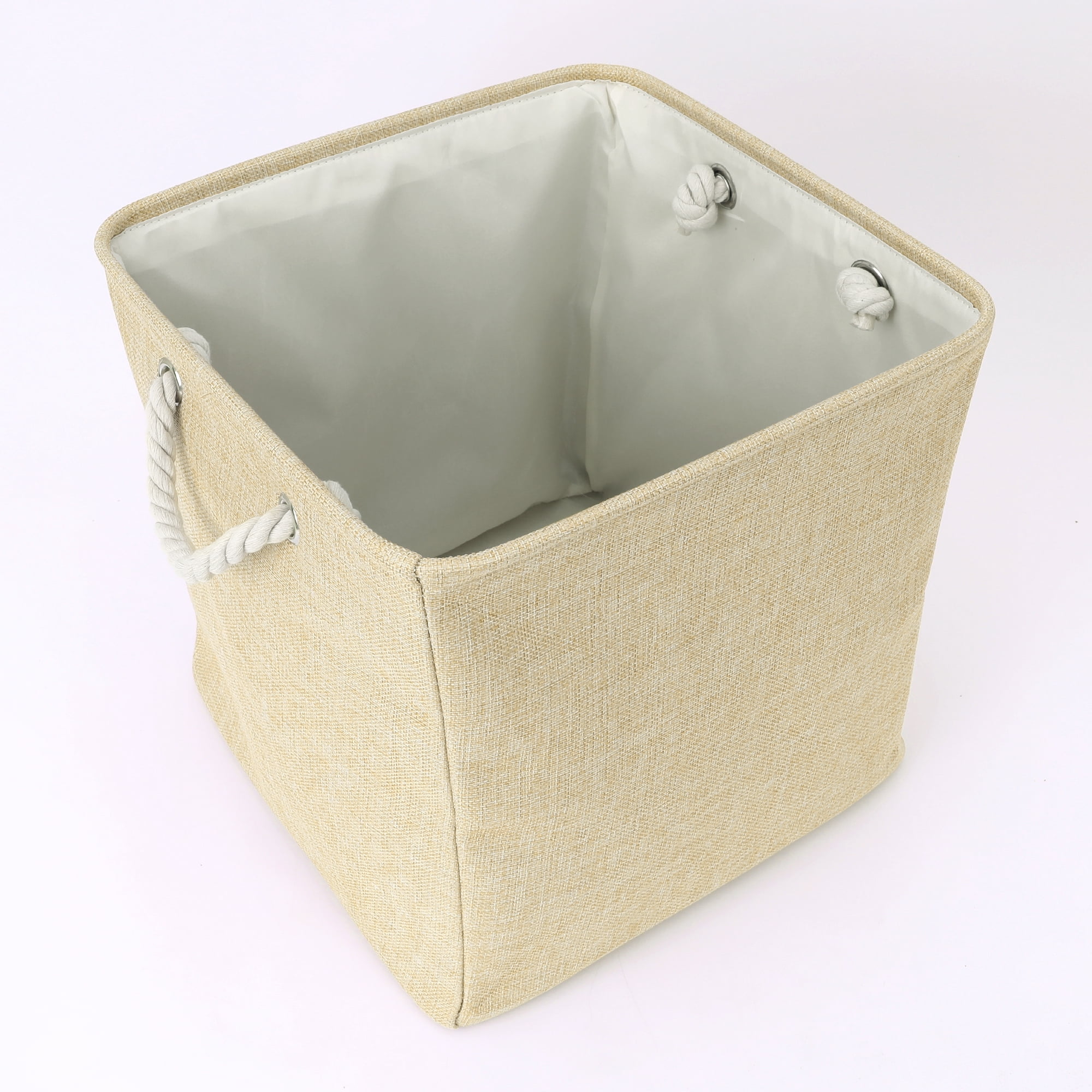 Unique Bargains 13 Inch Square Fabric Collapsible Storage Basket Bin with Handle Khaki
