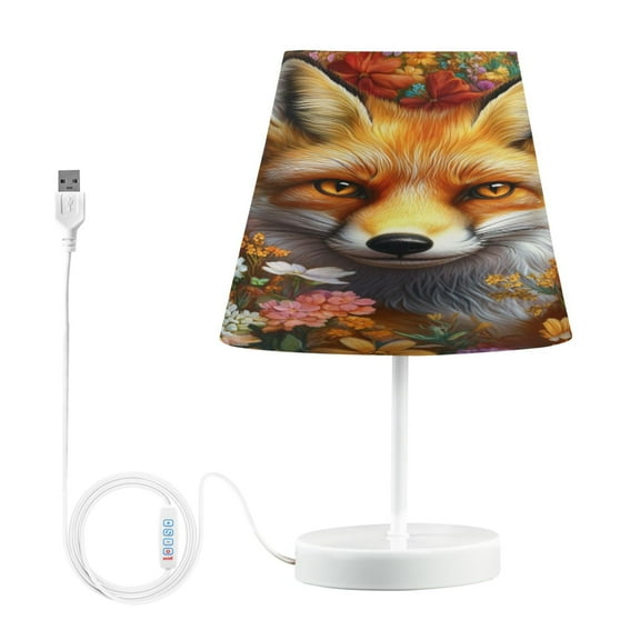 BZSMCE Table Lamp Creative Fox Among Flowers Pattern Simple Pattern Night Light