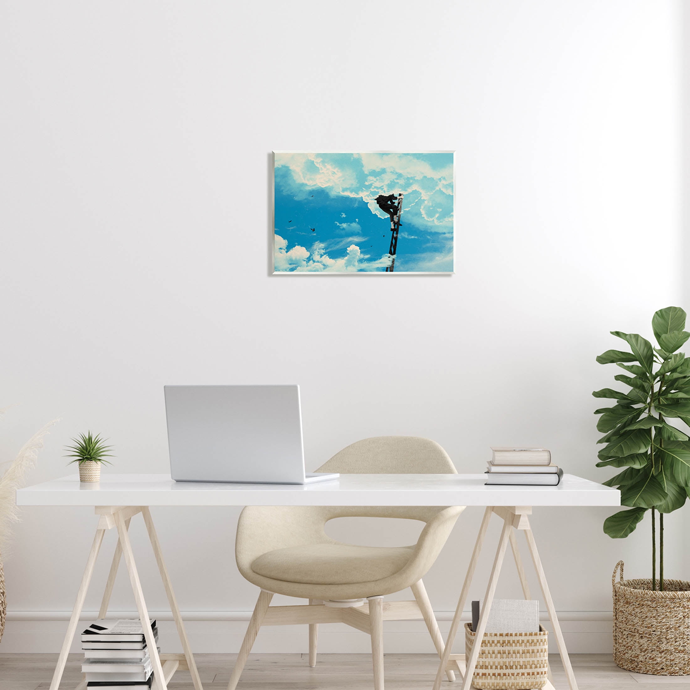 Stupell Industries Climbing Ladder Into Clouds Concept Graphic Art Unframed Art Print Wall Art, Design by Matheus Lopes Castro