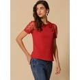 thumbnail image 2 of DARING DIVA Women's Polka Dots Mesh Peter Pan Collar Blouse XS Red, 2 of 6