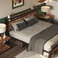 thumbnail image 2 of Aukfa Metal Full Size Bed Frame with USB Charge Port, Wood Storage Headboard Shelf, Black, 2 of 10