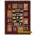 thumbnail image 4 of Personalized Books Fleece Blanket, Reading Is My Happy Places Woven Blanket,, 4 of 6