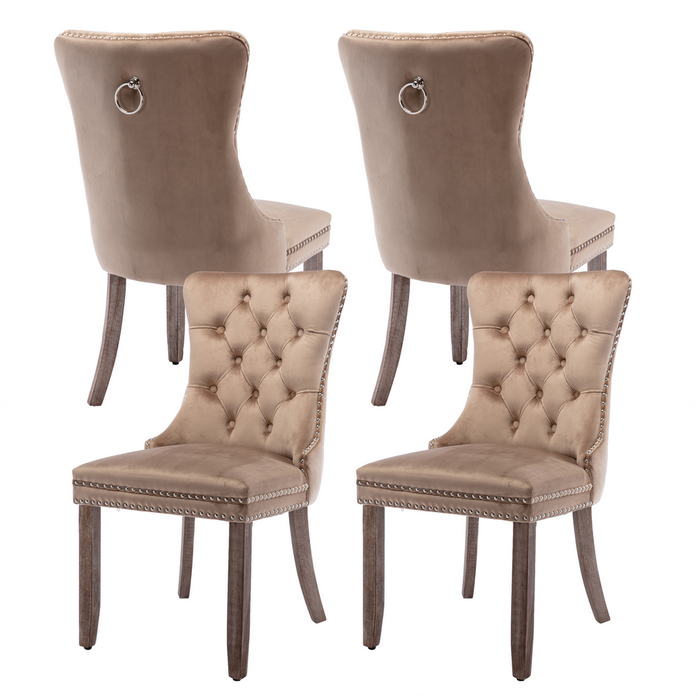 Bocarali Modern Upholstered Dining Chairs Set of 4, Velvet Kitchen Dining Room Chairs with Nailhead Trim for for Living Room, Bedroom