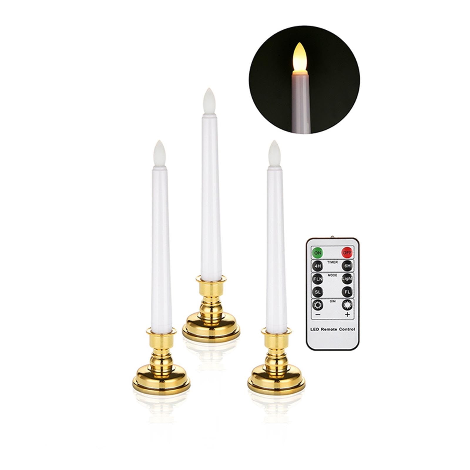Candlesticks for Taper 3 Flickering Operated Flameless LED Lights