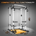 thumbnail image 2 of Power Cage with Cable Cross-Over System, Multi-Functional Power Rack with LAT Pull Down System, Strength Training Squat Rack for Home Gym with Training Attachment,Black+White, 2 of 9