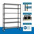 thumbnail image 5 of 6-Tier Metal Storage Shelves with Wheels, Wire Utility Shelves with Side Hook, Weight Capacity 900Lbs, Heavy Duty Organizer Rack for Home, Kitchen, Office, Bathroom, Pantry Room, Black, 5 of 8