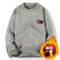 thumbnail image 3 of TFEOQRY Men's Crew Neck Sweater Thicken Lined Knitted Long Sleeve Casual Pullover Fall Winter Warm Top Gray, 3 of 8