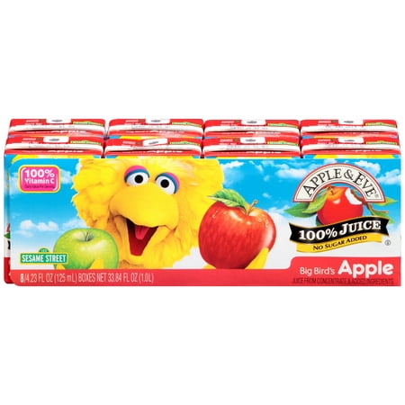 (5 Pack) Apple & Eve Sesame Street 100% Juice, Apple, 4.23 Fl Oz, 8