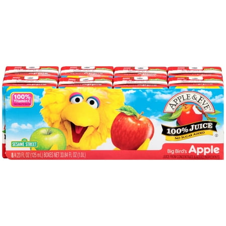 - (5 Pack) Apple & Eve Sesame Street 100% Juice, Apple, 4.23 Fl Oz, 8 Count