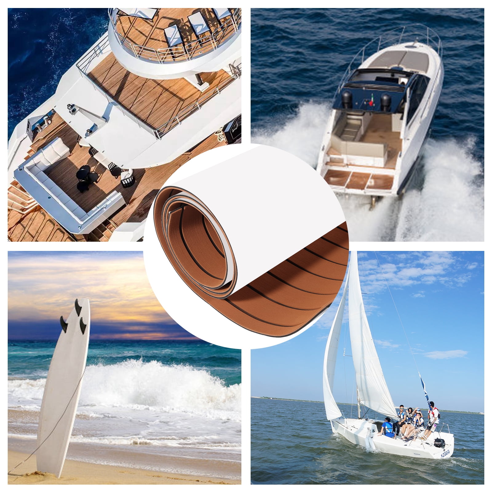 Wildnix EVA Foam Marine Flooring Mat with Self-Adhesive Backing, Tear-Resistant and Anti-Slip, Retro Wood-Like Design, Ideal for Boats, Yachts, and Recreational Vehicles