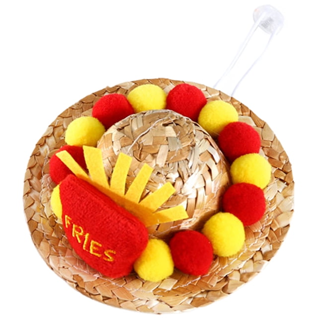 UPOUART Decorative Pet Adjustable Woven Cartoon For Cats Lightweight Comfortable Summer Hat For Parties Daily Wear