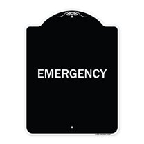 SignMission Designer Series Sign - Emergency | Black & White 18" x 24" Heavy-Gauge Aluminum Architectural Sign | Protect Your Business & Municipality | Made in the USA