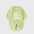 thumbnail image 2 of FAOWME Girls Long Sleeve Pullover Romper Sweatshirt Bodysuits Romper Green 3-6 Months, 2 of 3