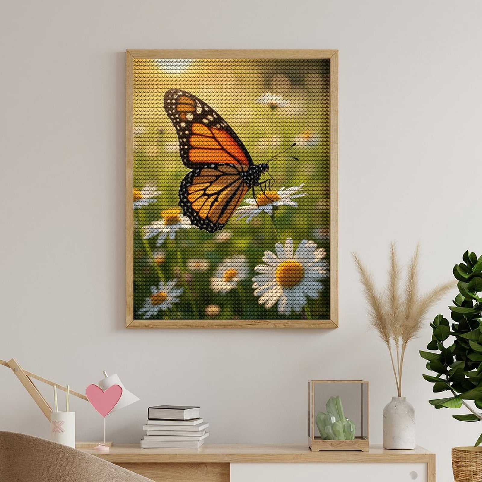 Diamond Art Kit for Adults, Butterfly On Daisies In Sunlight Diamond Painting for Adults Beginners, 5D DIY Diamond Art Painting Kits, Colorful Diamond Painting Craft for Home Decor 12x16
