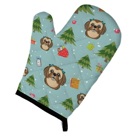 

Carolines Treasures BB5038OVMT Christmas Chocolate Brown Shih Tzu Oven Mitt Large multicolor
