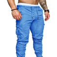 thumbnail image 1 of Men Casual Solid Color Pockets Waist Drawstring Ankle Tied Skinny Cargo Pants_Gift Of G, 1 of 5