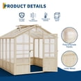 thumbnail image 5 of 8 x 8 FT Wooden Greenhouse, Walk-in Greenhouses with Polycarbonate Panels, Lockable Door, Wood Frame & Adjustable Vent for Backyard Gardening, 5 of 8