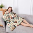 thumbnail image 5 of Oversized Wearable Blanket Hoodie,Beige Chicken Floral Pattern Sherpa Blanket Hoodie with Super Pockets,Super Warm Fuzzy Pullover for Women & Men, 5 of 6