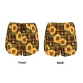 thumbnail image 3 of Balery Yellow Black Plaid Sunflower Pattern Women's Running Shorts with Liner 2 Pockets Elastic Workout Athletic Gym Yoga Shorts-Medium, 3 of 7