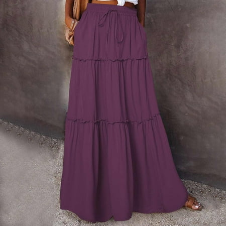 Fall Fashion Women Casual Comfort Elastic Waist Tie Pocket Ankle Skirt Work Dresses Formal Cocktail Party Dresses Black Dress Shoes Women