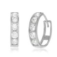 thumbnail image 2 of 14k White Gold CZ Huggie Hoop Channel Set Earrings - 3.6x14.5mm, 1.8gr., 2 of 3
