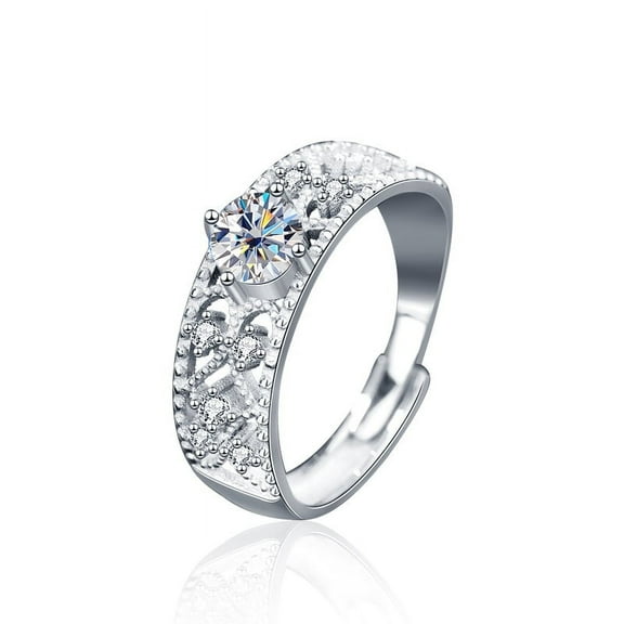 Whudwhu Adjustable Moissanite 925 Silver Ring for Women Unique Gift