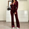 thumbnail image 2 of KDDYLITQ Y2k Outfits for Women Lounge Velvet Velour Sweatpants Matching Long Sleeve Zipper Hoodie Casual Trendy Sweatsuit with Pockets Wine 2XL, 2 of 7