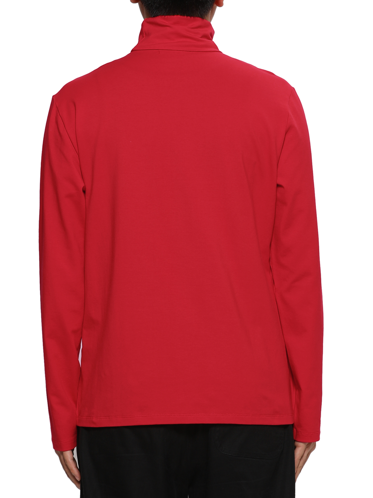 Unique Bargains Men's Pullover Lightweight Long Sleeve Top Turtleneck T-Shirt 46 Red
