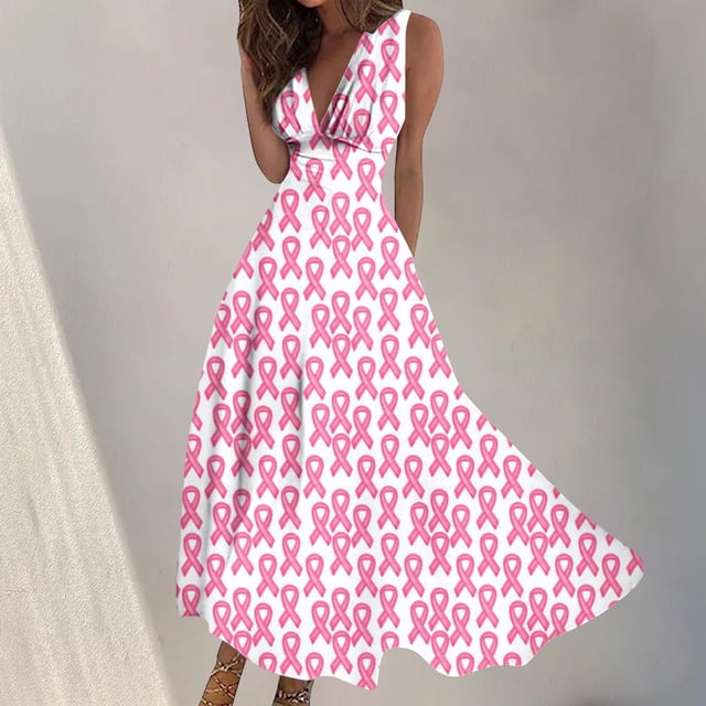Fankiway Robe Longue Sans Manches à Col en V Imprimée Mode Printemps/été pour Femmes Robes de Plage Grande Taille pour Femmes