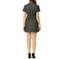 thumbnail image 3 of Allegra K Women's Turndown Collar Chambray Solid A-Line Shirt Dress with Pockets, 3 of 6