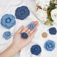 thumbnail image 3 of 1bag 16pcs Fabric Flower Blue Denim Cloth Flowers 8 style Camelia Sewing Flowers for Clothes Hairclips tion Costume Accessories Portfolios, 3 of 7