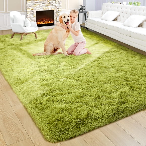 Alfombra Rug Noahas 183x274 cm Grande Gruesa Peluda Verde