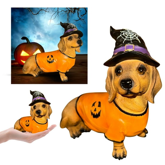 Indoor Halloween Decor, Cute Halloween Decor, Cute & Funny Desk Decor, Halloween Dachshund Figurine, Resin Material, Decor for Living Rooms, Desks, Office, Shelves, Party Setups, 1PC
