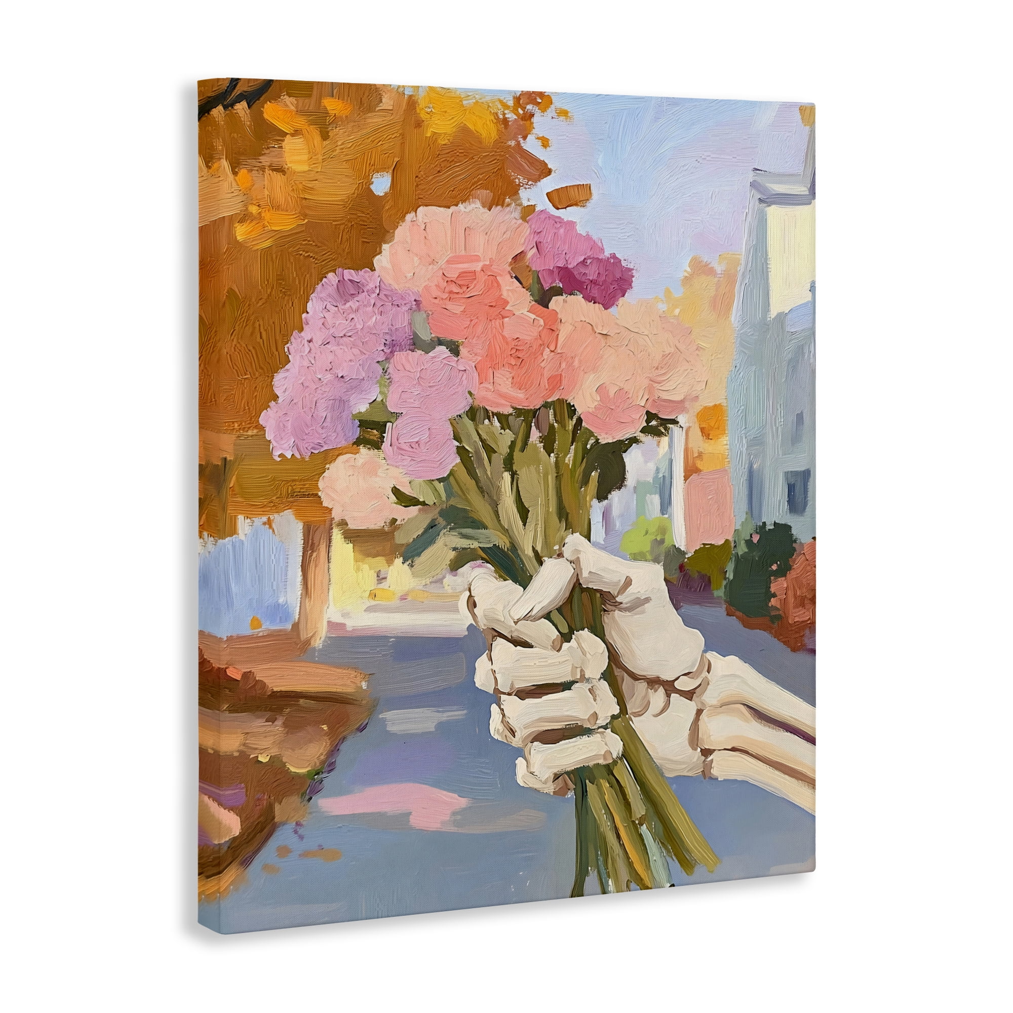 Stupell Industries Skeleton Hand Holding Flowers Canvas Wall Art, design by The Prints Vibe