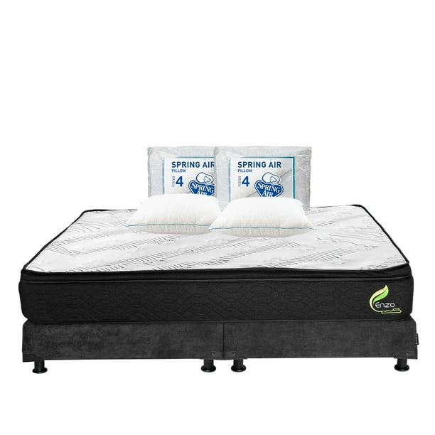 Colchón King Size Restonic Enzo + Box + 2 Almohadas Osos